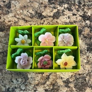 6 Vintage Floral Bone China Place card Holders & Assortment of Cards